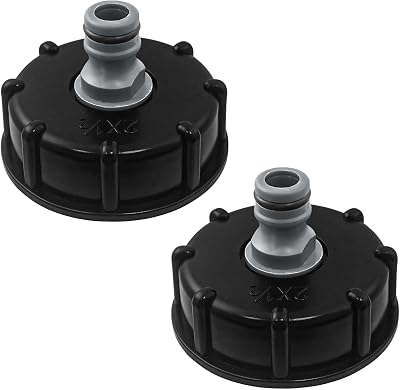 SyiXute 2 Pcs IBC Tank Adapter S60x6 Coarse Thread 1/2" Tap Valve Black