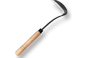 SHANFEEK Grass Sickle Japanese Weeding Hoe Garden Hand Tool Weeding Tools for Garden High-Strength Steel with Solid Wood Handle (Grey)