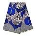 pqdaysun African Super Wax Print Fabric Ankara Fabric Wax Material 6 Yards for Sewing Dress Clothing wax002-wine (Blue)
