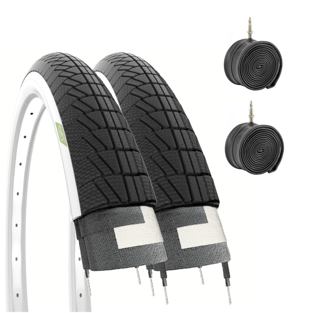 2 x White Wall Tyres + 2 Inner Tubes for Graziella Bicycle City Bike 20 x 1.75 (47-406)
