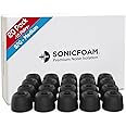 SONICFOAM Memory Foam Earbud Tips - Premium Noise Isolation, Replacement Foam Earphone Tips, 20 Pack for in Ear Headphone Earbuds (SF0 Medium, Black)
