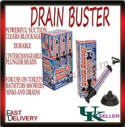 DRAIN BUSTER PLUNGER TOILET SINK CLOG SUCKER REMOVER