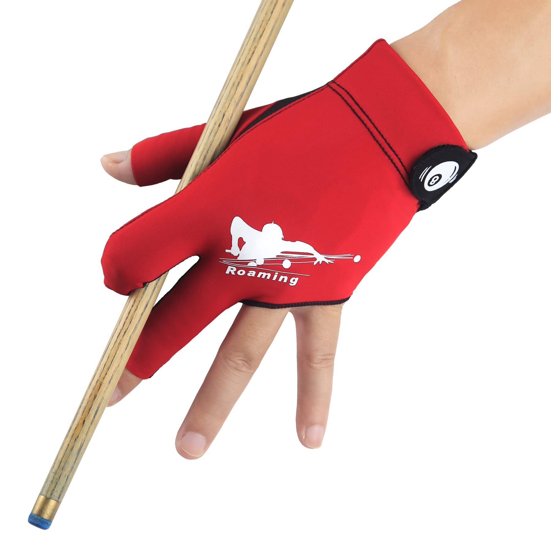 Roaming Quick-Dry Breathable Billiard Pool Gloves, Shooters Carom Snooker Cue Sport Glove Fits on Left Hand (Red-Left Hand, XXL) — image 1