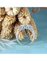 DOVEGGS - Anillo de compromiso de plata de 3 ct y 0.087 in de ancho, 0.256 in de ancho, con tres piedras de moissanita