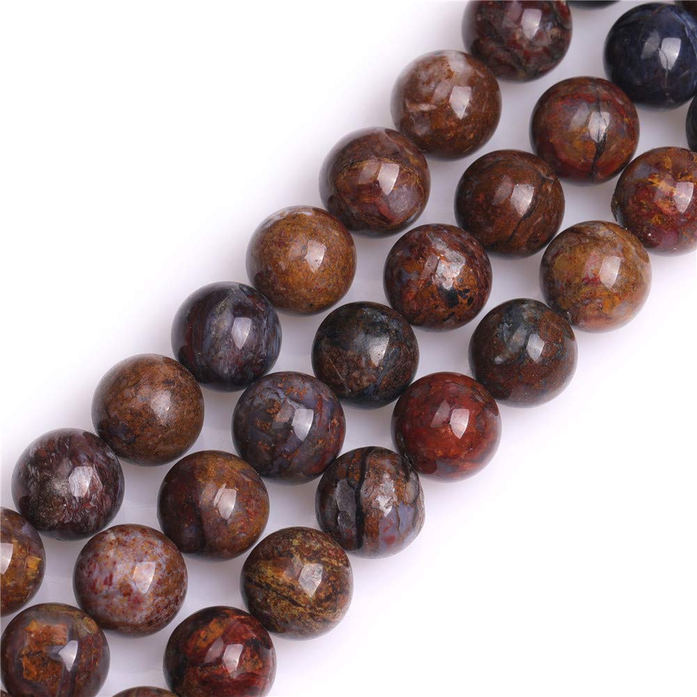 GEM-Inside Natural AA Grade 10mm Brown Pietersite Round Gemstone Semi Precious Loose Beads for Jewellery Making 15''