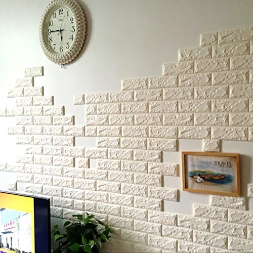 3D Brick Pattern Wall Stickers Peel and Stick Kitchen Backsplash Wall Sticker Faux Ceramic Tile Design 27.5"30.3" (2)