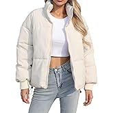 Bello vita Women's Winter Quilted Down Jacket Stand Collar,Zipper,Drawstring,Short,Warm Loose Fit