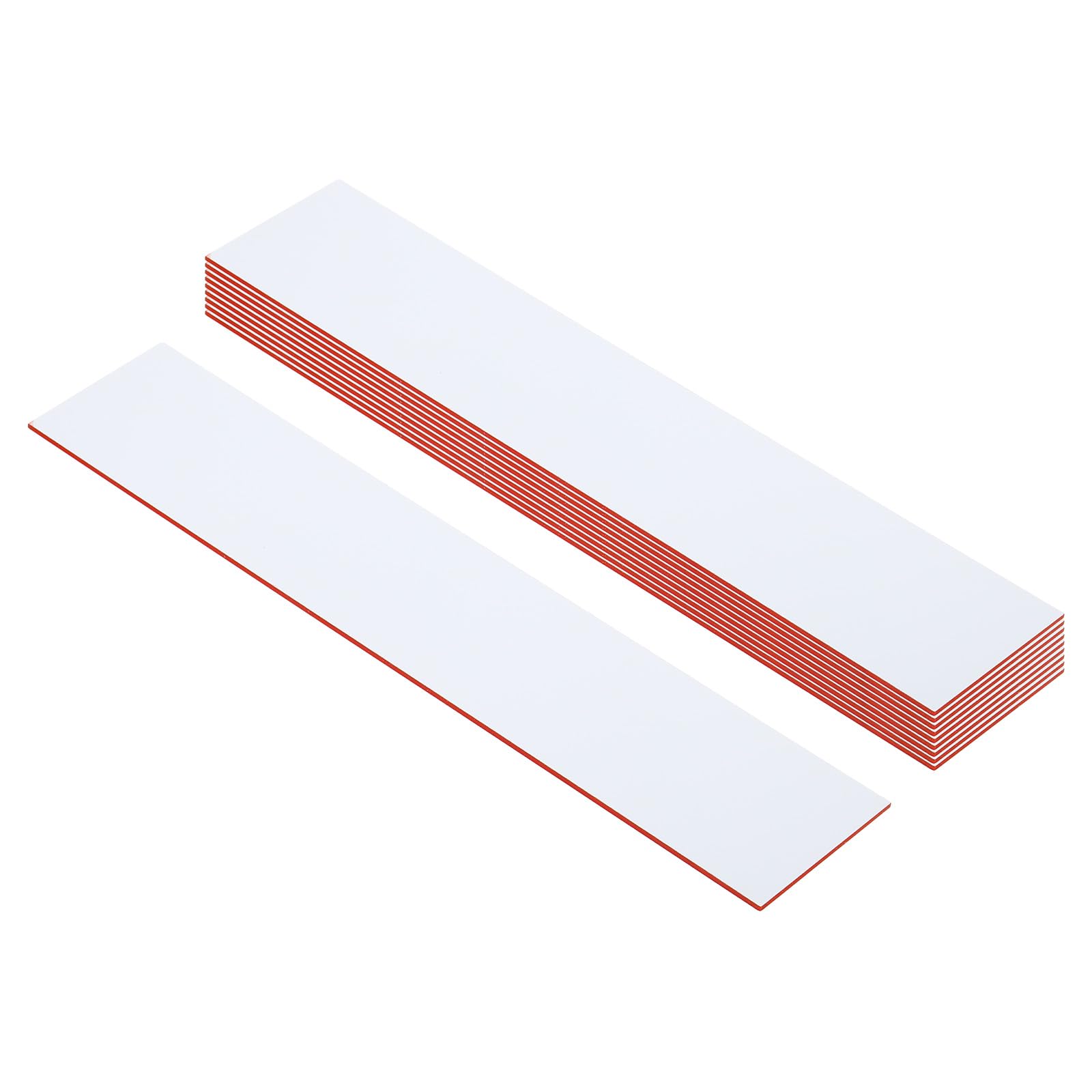 PATIKIL 10x2inch Blank Name Plates, 10Pcs Custom Engraved Name Plate Rectangle Laser Engraving Blanks for Personalized Office Desk DIY Painting Supplies, White, Red