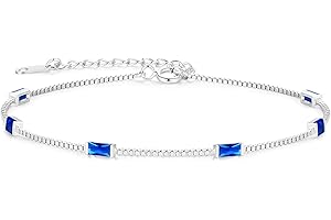 LOUISA SECRET Birthstone Bracelets for Women, 925 Sterling Silver Dainty Simple Women Charm Link Bracelet, Birthday Anniversary Jewelry Gifts for Women Wife Mom Her