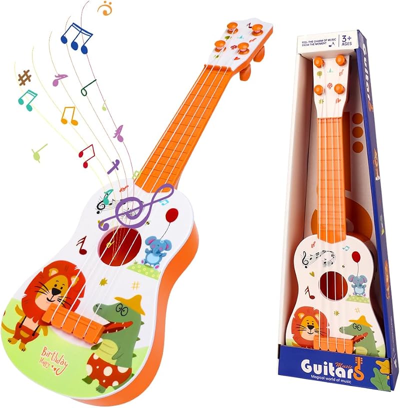 JOAASU Kids Ukulele Toy 41cm 4 Adjustable Strings Cartoon Guitar Toddler Gift