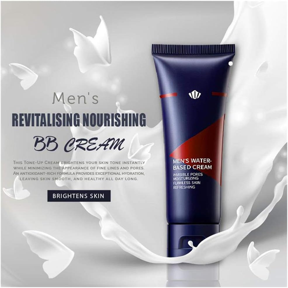 Men's Revitalising Nourishing Tone Up BB Cream - Natural Moisturizing Oil Control BB Cream - Brightens Skin Tone & Covers Skin Naturally - Men's Face Moisturizer Cream Fit for All Skin Types (Blue)