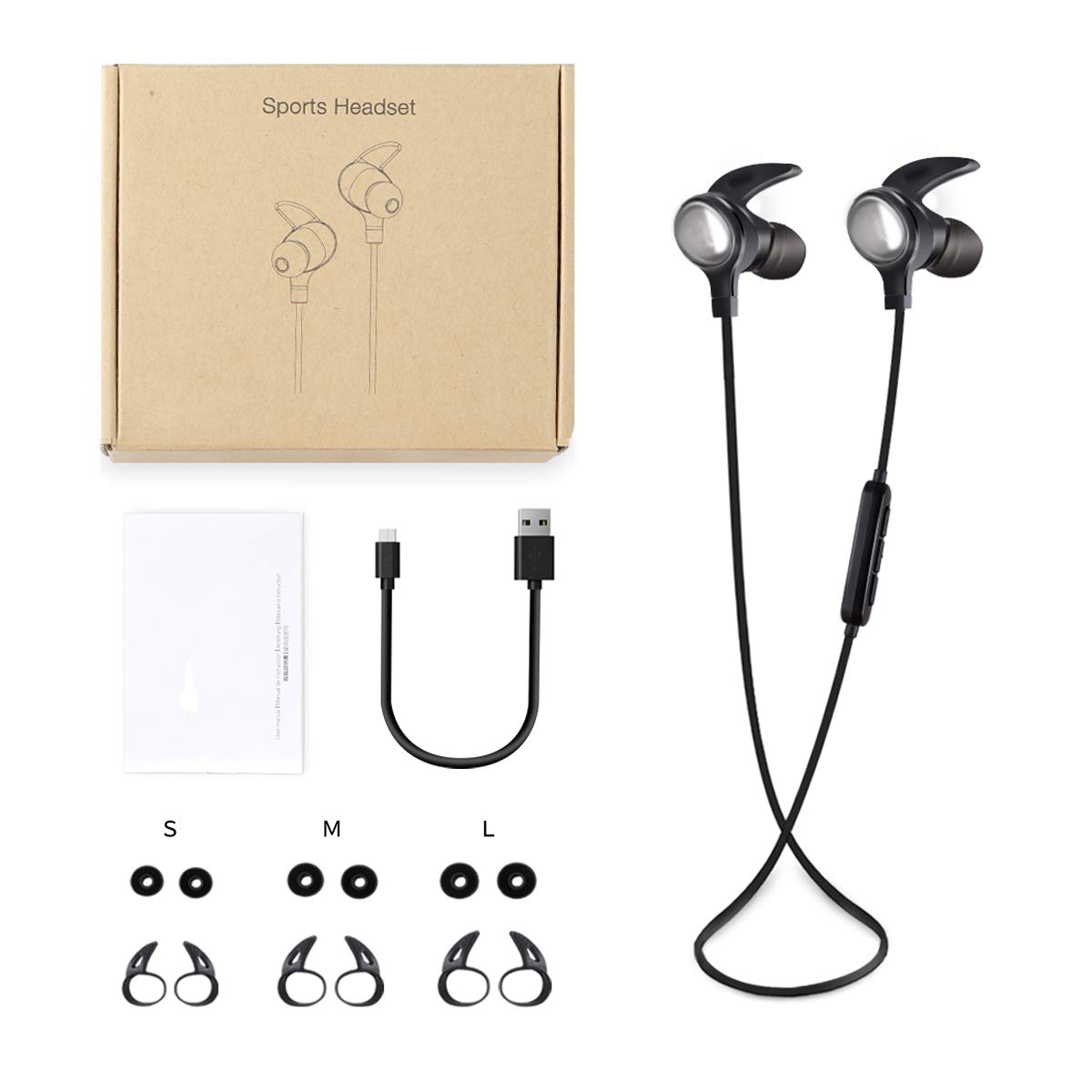 LERVEA Bluetooth Headphones, Wireless in-Ear Sport Earbud Noise Cancelling Wireless Bluetooth Earphones with Mic