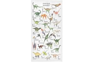 Naanle Cartoon Dinosaur Alphabet Soft Highly Absorbent Guest Large Home Decorative Hand Towels Multipurpose for Bathroom, Hotel, Gym and Spa (16 x 30 Inches)