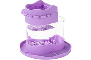 Flumy Paint Brush Cleaner Rinse Cup, All-in-one Silicone Paint Water Cup with Paint Brush Holder, Cleaning System Paint brush Cleaners for Acrylic, Watercolor & Water-based Paints (Purple)