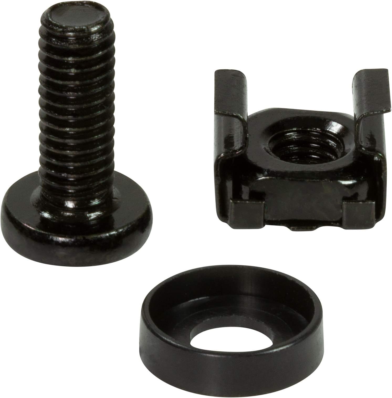 BIGtec Cage nut mounting screws, M6 mounting kit for 10 inch and 19 inch cabinets, network, screws, rack, cage, nuts Pack of 100