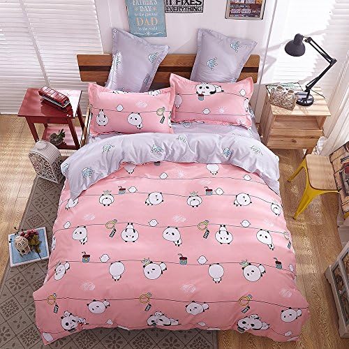 Bedding Duvet Cover Set 3-pieces Twin Size Microfiber, Cute Panda Prints Patterns Design,Without Comforter (Twin, (1Duvet Cover+1Bed Sheet+Pillowcases)