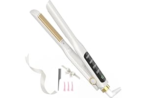 Arhoet Flat Iron, 1/2 Inch Hair Straightener and Curler 2 in 1, Ceramic Ionic Floating Plates for Less Frizz, 10s Quick Heat Up, Hair straighteners for Women, Straightener for All Hair Types(White)