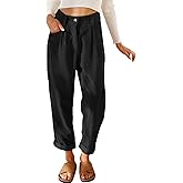 Womens Corduroy Pants Casual High Waisted Straight Leg Vintage Trousers for Women with Pockets