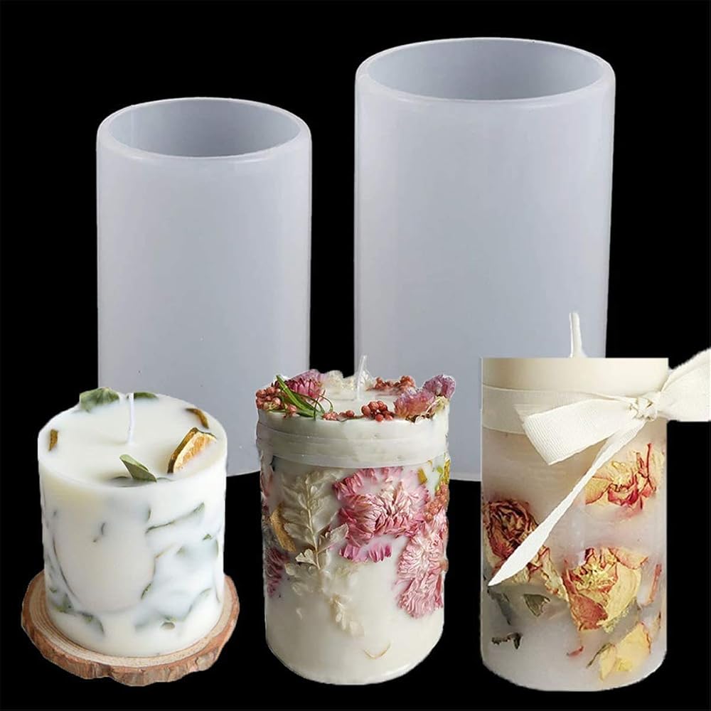 Fantasyon Pillar Candle Moulds Silicone for Wax & Resin Casting (2Pcs)