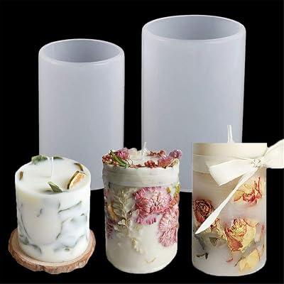 Fantasyon Pillar Candle Moulds Silicone for Wax & Resin Casting (2Pcs)