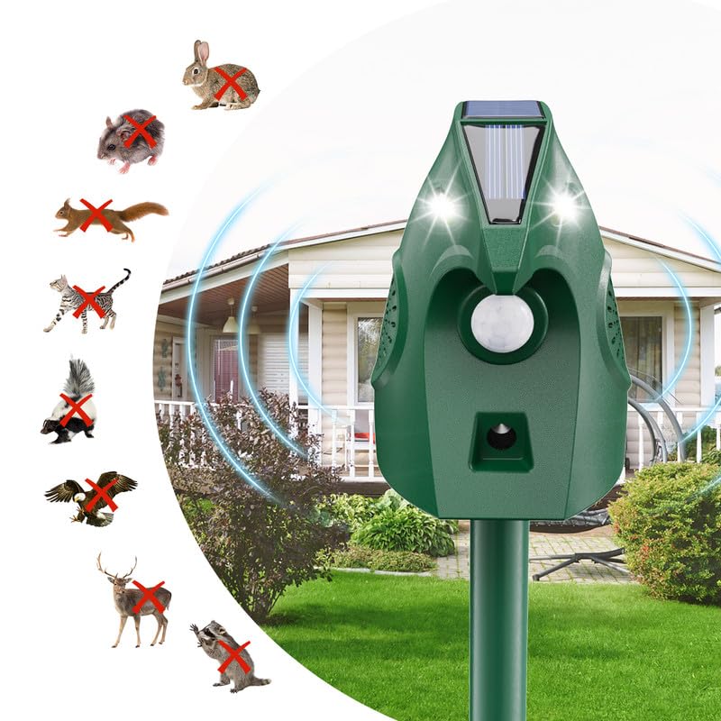 outsweat Outdoor Cat Repellent, Ultrasonic Cat Repellent Solar Cat Dog Repellent USB Solar Charging, Cat Dog Garden Repellent for Cats, Birds, Fox, Mouse and Rat, Pigeon, Rabbit