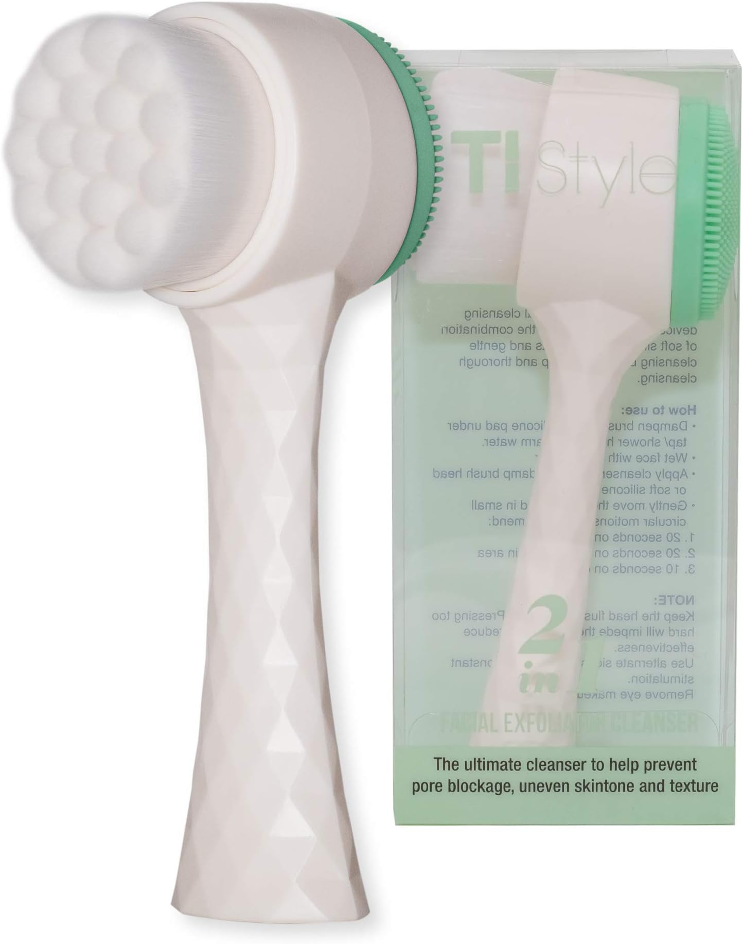 2 in 1 Face Brush for Cleansing and Exfoliating - Facial Cleaning Brush with Soft Bristles - Scrubber to Massage and Scrub Your Skin - Deep Pore Exfoliation, Wash Makeup, Massaging, Acne