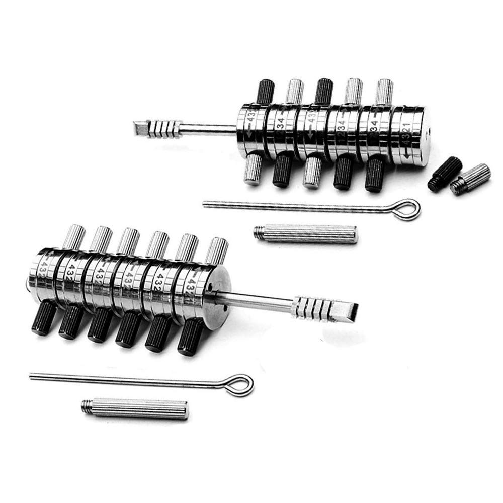 Loboo Idea 2 Pack Premium Ford Tibbie Pick & Decoder Hand Tool, 6 Cylinder Reader Automotive Lock Pick Tools Locksmith Tools with Leather Case