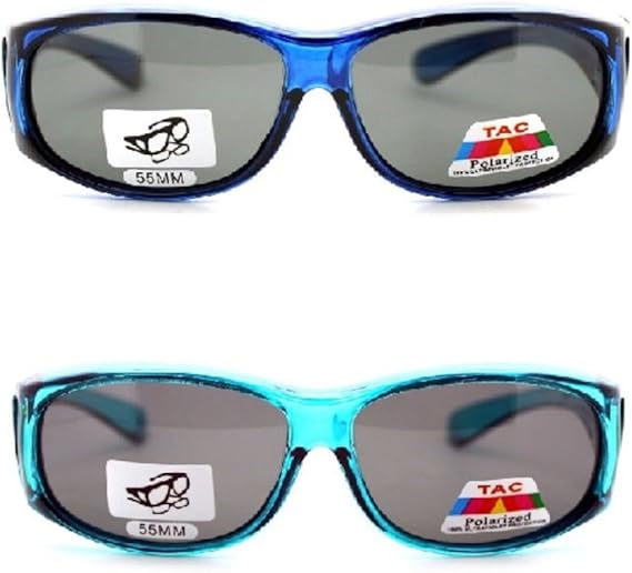 2 Extra Small Polarized Fit Over Sunglasses, Blue and Teal