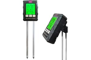 IRISFLY 6-in-1 Soil Moisture Meter,Digital Plant Fertility,Temp,Environmental Humidity, Light,Soil Moisture,pH Meter and Backlight LCD Display - Soil Test Kit for Gardening, Farming, Lawn and Outdoor Plants