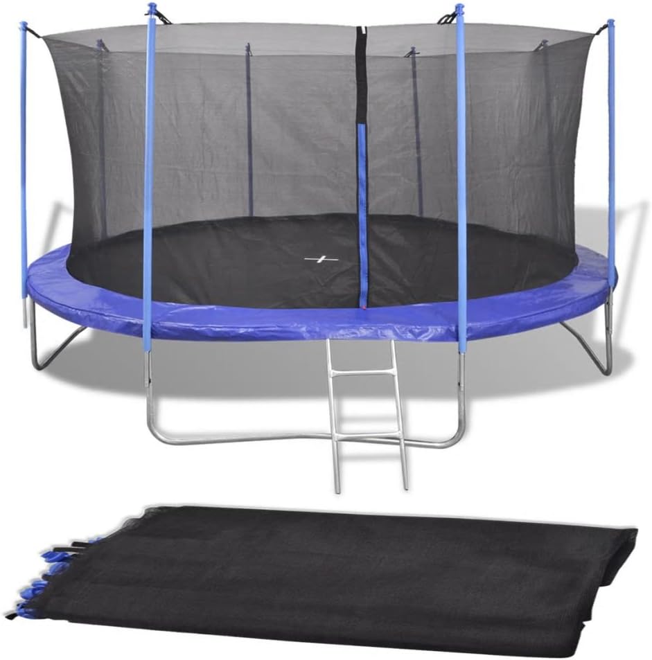 Luckyfu Round Safety Net for Trampoline 4.57 m PE Black, Elastic for Garden, Jumping Trampoline
