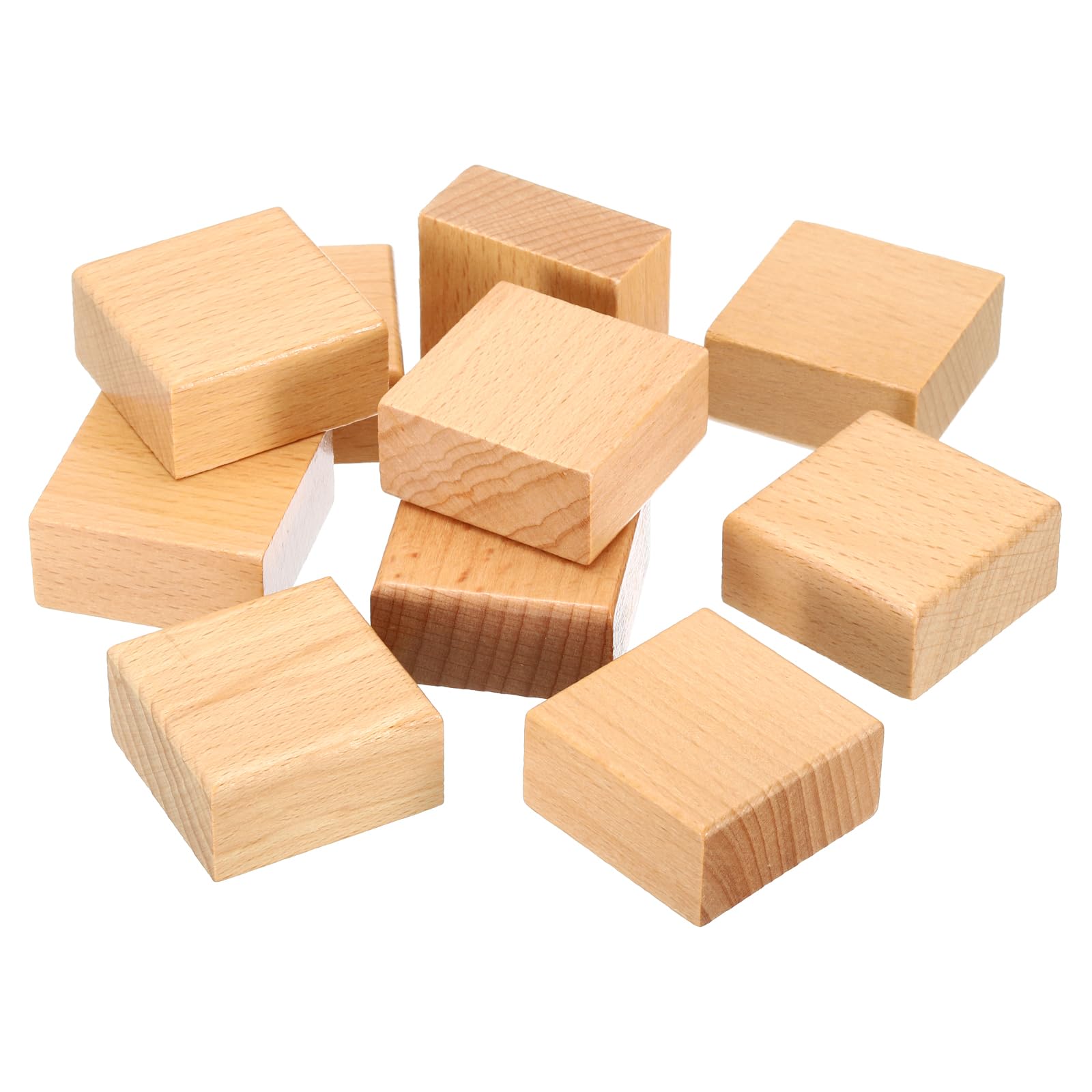 PATIKIL 40x40mm Blank Wood Rubber Stamp Mounts, 10 Pack Wooden Rubber Stamp Handle Hard Wooden Blocks for Stamp Making DIY Crafting Style 1, Brown