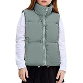 Arshiner Girls Winter Zipper Puffer Vest Lightweight Sleeveless Outwear Puffy Vests for 5-12 Years Old