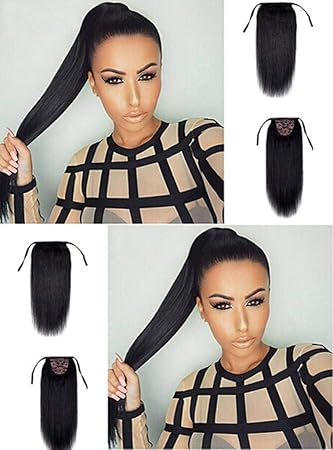 Remeehi 100 Remy Human Hair Straight Drawstring Ponytail