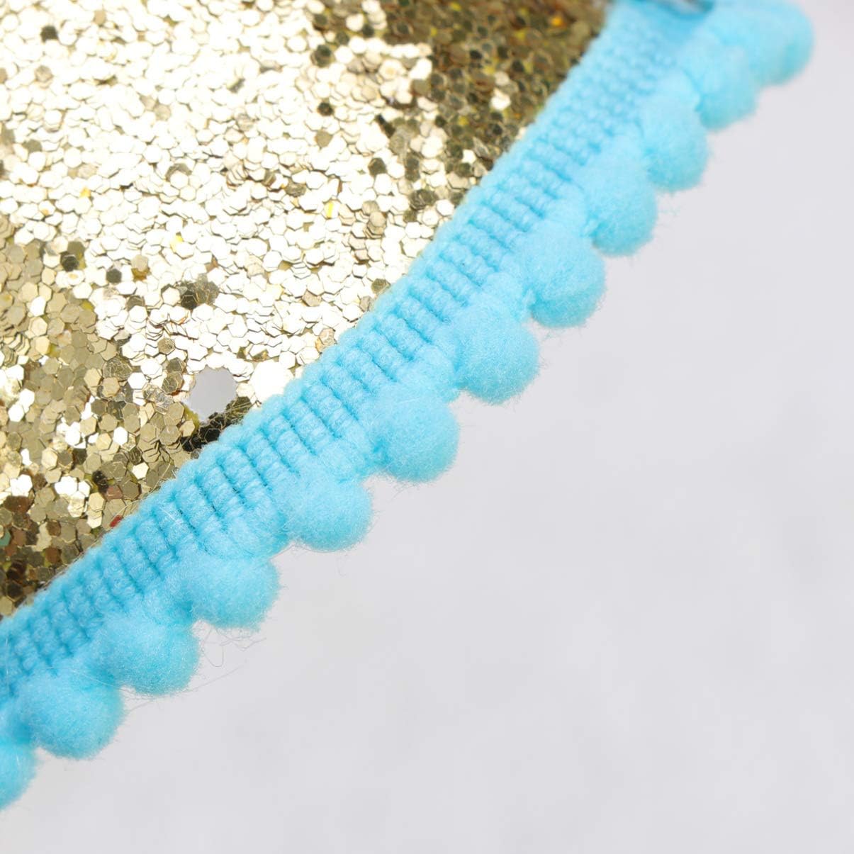 Glitter Sparkle 1St Birthday Cone Hat with Adjustable Headband for Baby Party Supplies - Blue Pom Pom Party Hat for Kids - Image 4