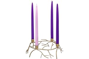 Red Co. 11" Decorative Metal Christmas Advent Wreath Taper Candle Holder, Tabletop Centerpiece Décor for Holiday Season - Gol