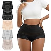 DAFANY Womens Cotton Tummy Control Underwear High Waisted Boyshorts Soft Boxer Brief Panties