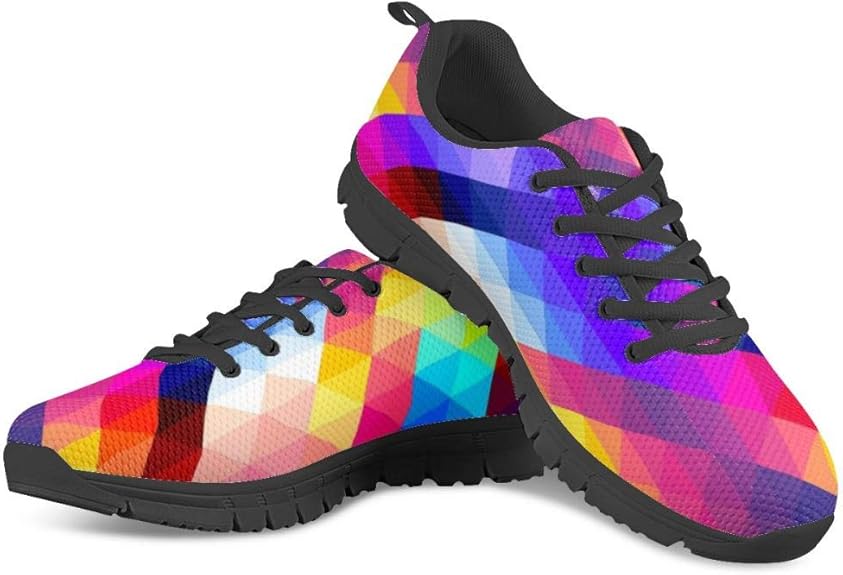 Sneakers Stampate, Colorate, Triangolo, Suola Nera,Scarpe da Ginnastica,Sneakers Stringate Sneakers Stampate, Colorate, Triangolo, Suola Nera,Scarpe da Ginnastica,Sneakers Stringate