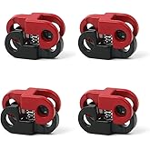 Ruiwaer 4PCS Black-Red Metal Multi-color Spring Cord Lock End Toggle Spring Stopper Alloy Fastener Slider Toggles Clip for Drawstrings, Shoelaces, Bags