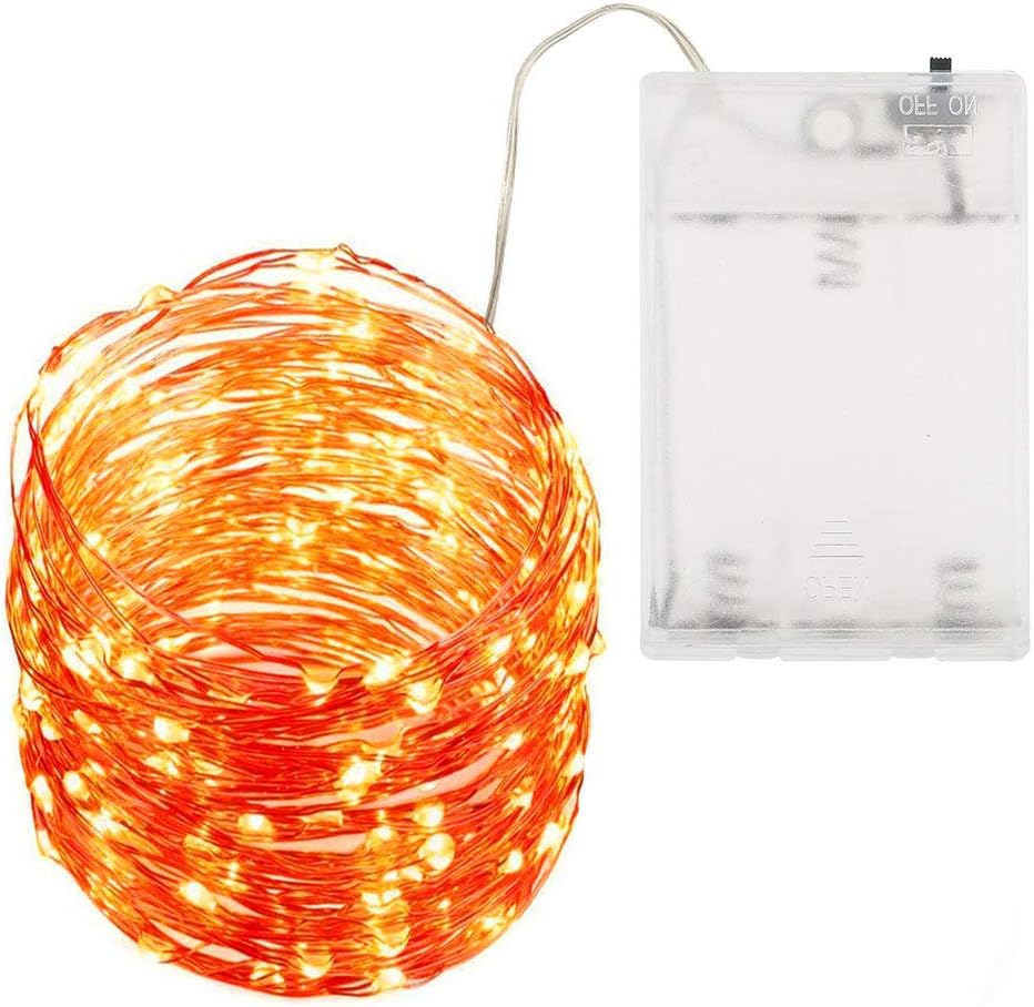 10M Orange Fairy String Lights 100 LED Micro Silver Wire Bedroom Light