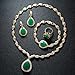 MOOCHI Women Gold Plated Green Cubic Zirconia CZ Crystal Jewelry Set Necklace Earrings Bracelet Ring