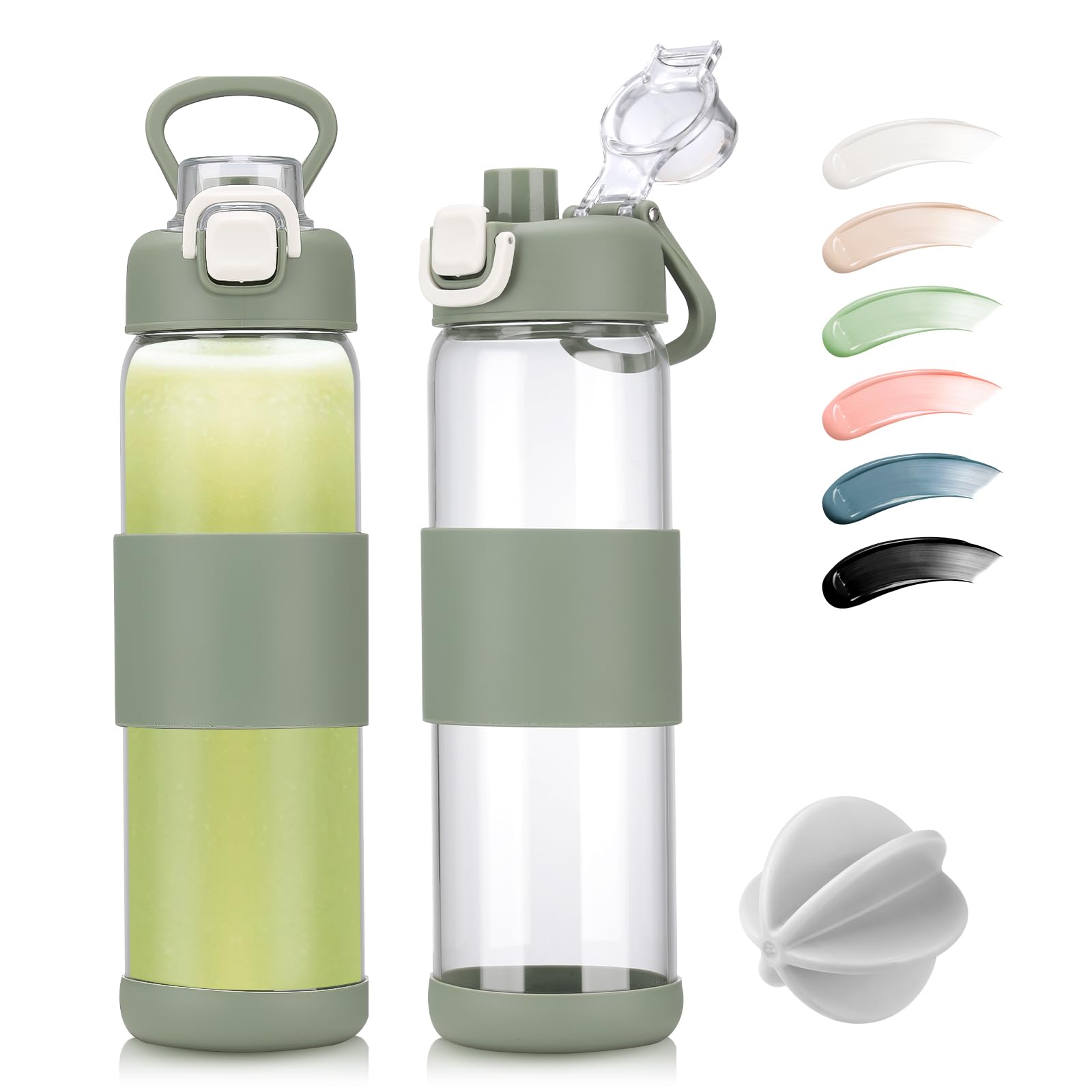 Photo 1 of Glass Water Bottle for Protein Mixes 24 oz Protein Shaker Bottles with Whisk Ball Portable Leak Proof Shaker Blender for Fitness BPA Free