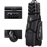 APTY Hard Case Top Golf Club Travel Bag with Wheels, Padded Golf Luggage Case Cover for Airline - with Integrated Combo Lock, 1680D Wear-Resistant Oxford