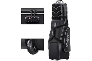APTY Hard Case Top Golf Club Travel Bag with Wheels, Padded Golf Luggage Case Cover for Airline - with Integrated Combo Lock, 1680D Wear-Resistant Oxford
