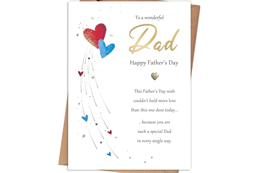 HEJOYN Dad Fathers Day Card, Fathers Day Card Gift for Dad from Daughter Son, Father's Day Card for Daddy, Fathers Day Decorations