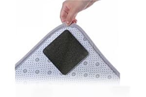 Vestomeli 16 PCS Grippers of Rug Pad, Non-Slip Carpet Gripper for Hardwood Floors and Tile, Reusable and Washable Area Carpet Tape, Double-Sided Adhesive Pads, Keeps Corners Flat