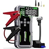 8000A Jump Starter with Air Compressor, 12V Portable Battery Jumper Starter Pack(All Gas/10.0L Diesel) for Car, Jump Box with 150PSI Auto Tire Inflator, LCD Display & Lights