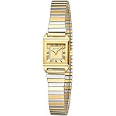 Rovixs Gold Petite Women's Easy Reader Watch, Analog Vintage Women Watch with Stainless Steel Expansion Band, Water Resistant