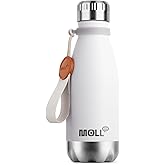 Mollcity Small Water Bottles -9 oz Stainless Steel Insulated Water Bottles for Back to School Reusable Metal Flask for Girls (White)