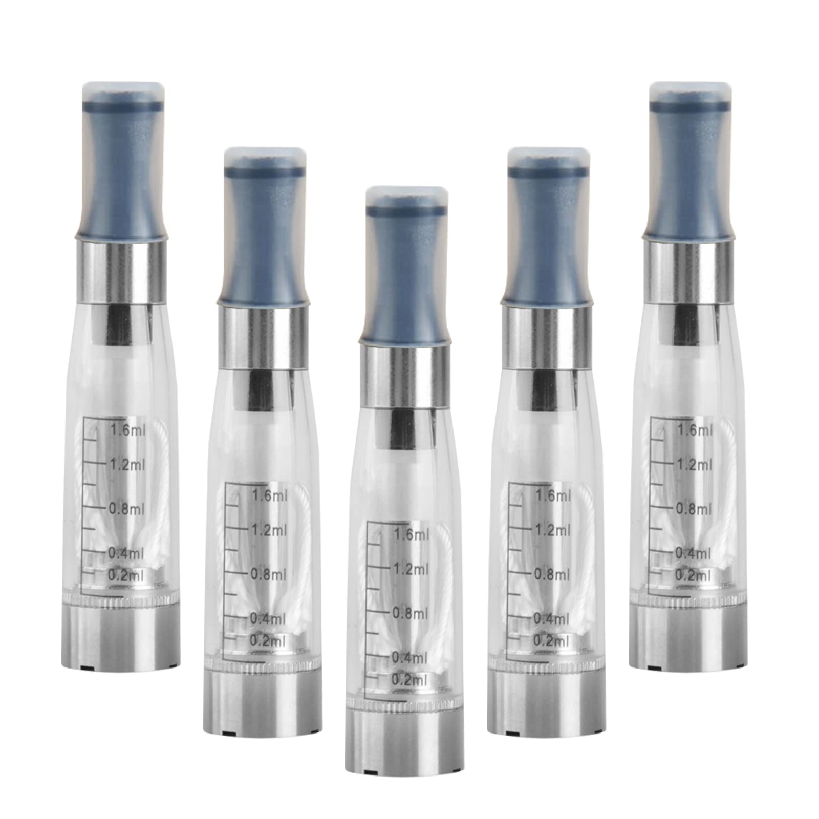 New 5 Pack Ego CE4 Clear Atomizer Tank, Top Fill 1.6ml Capacity, Compatible with All Ego/MT3/CE4/CE5/CE6 Battery and All The Standard 510 Thread Connector, No Nicotine