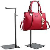 K KAIDIYIN Purse Display Stand - 2 Pack Solid Black Bag Display Rack Stands, Counter Adjustable Height Stainless Steel Purse Handbag Holder Display Stand